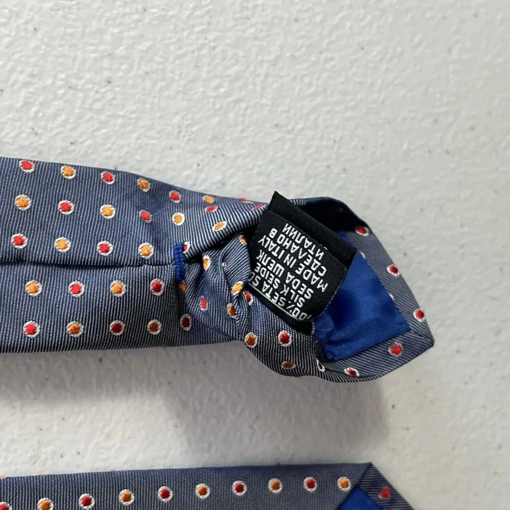 Boss Hugo Boss Necktie Mens Silk Italy Geometric Pattern Dotted Gray Multicolor
